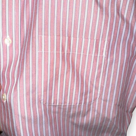 Red Striped Brooks Brothers Non-Iron Button Down Shirt M 16 - Picture 4 of 8